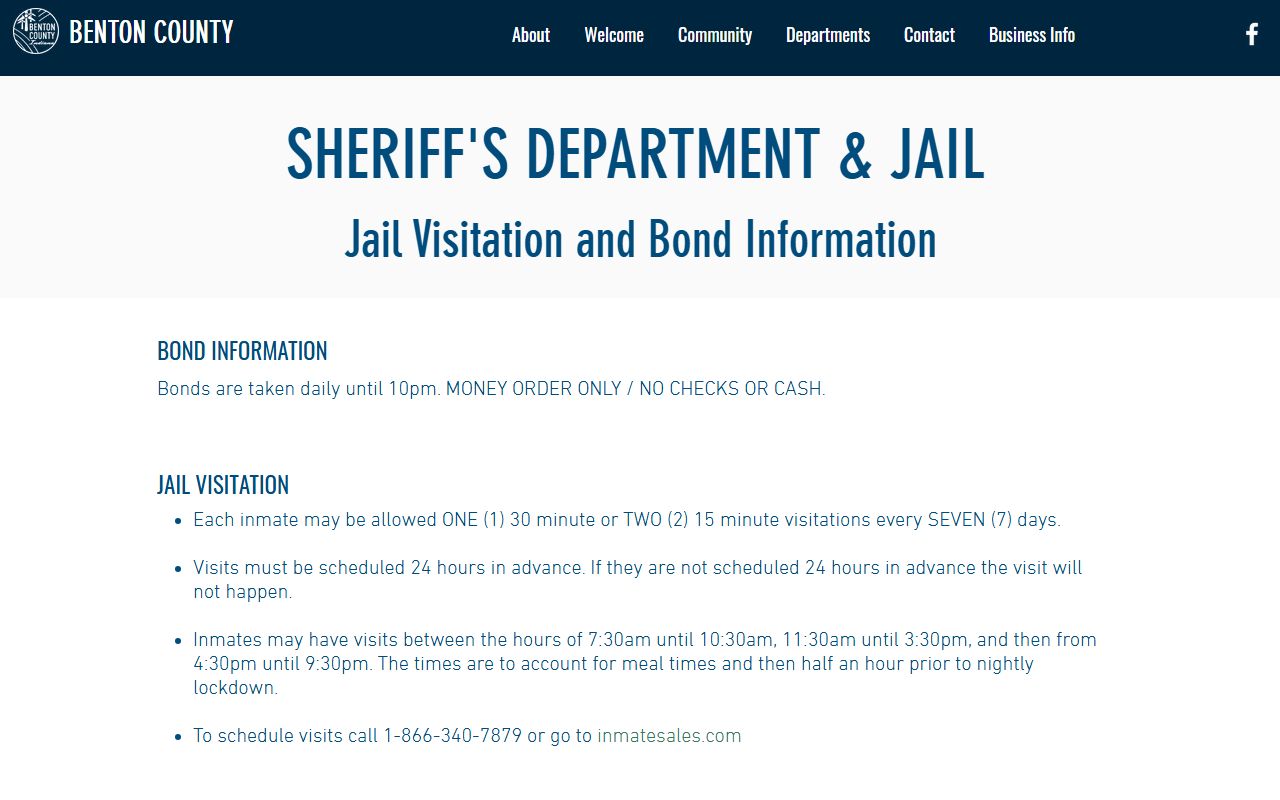 Benton County arrest records jail bond information source
