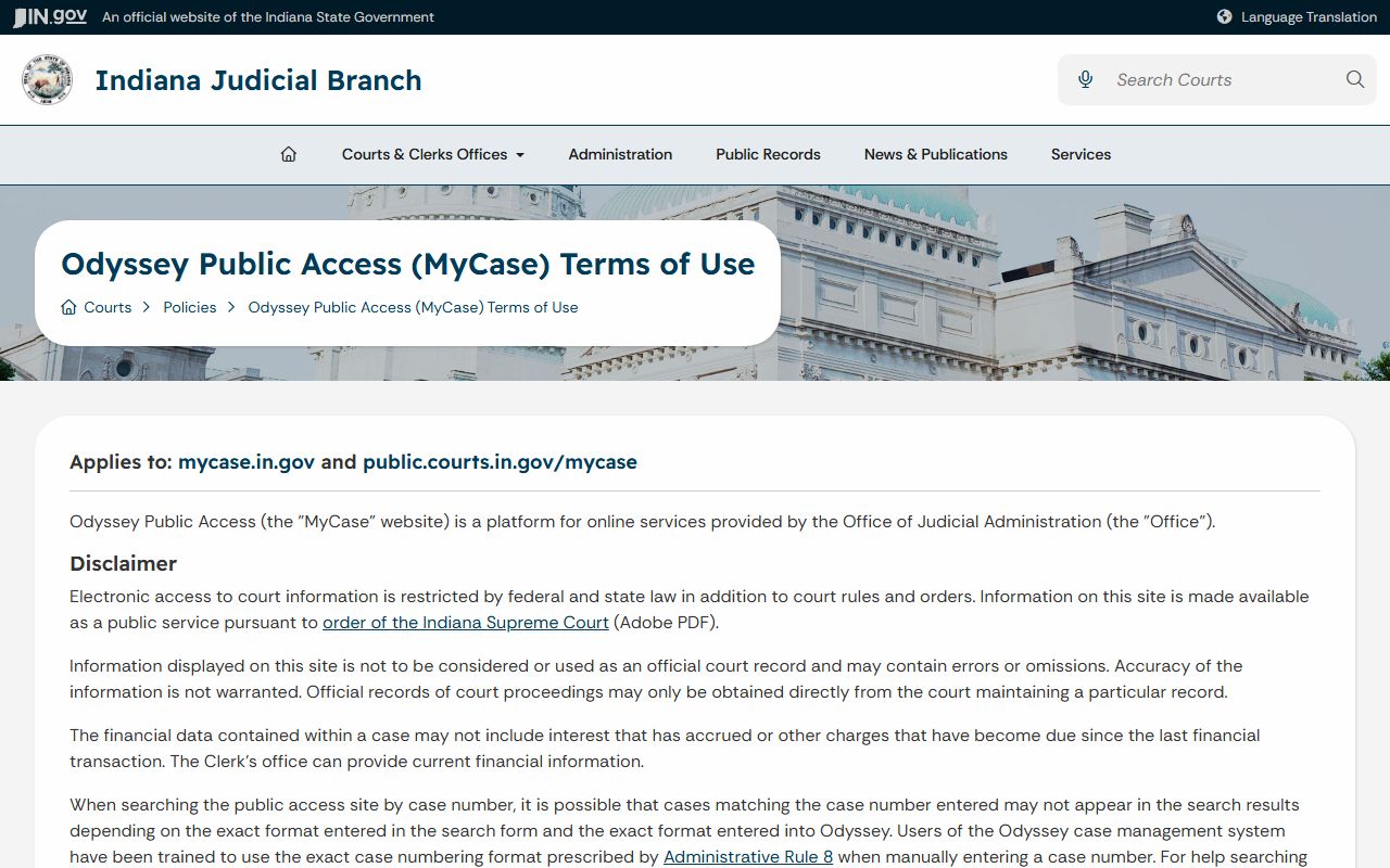 Benton County court records MyCase terms of use