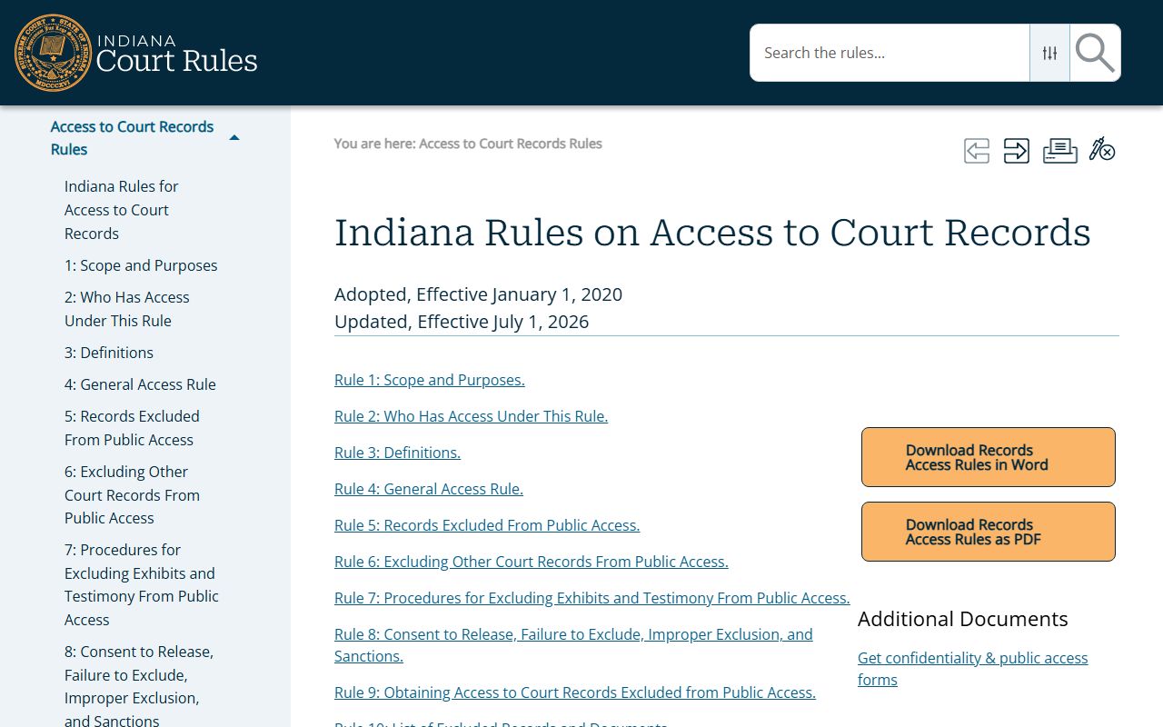 Benton County Court access to court records rules