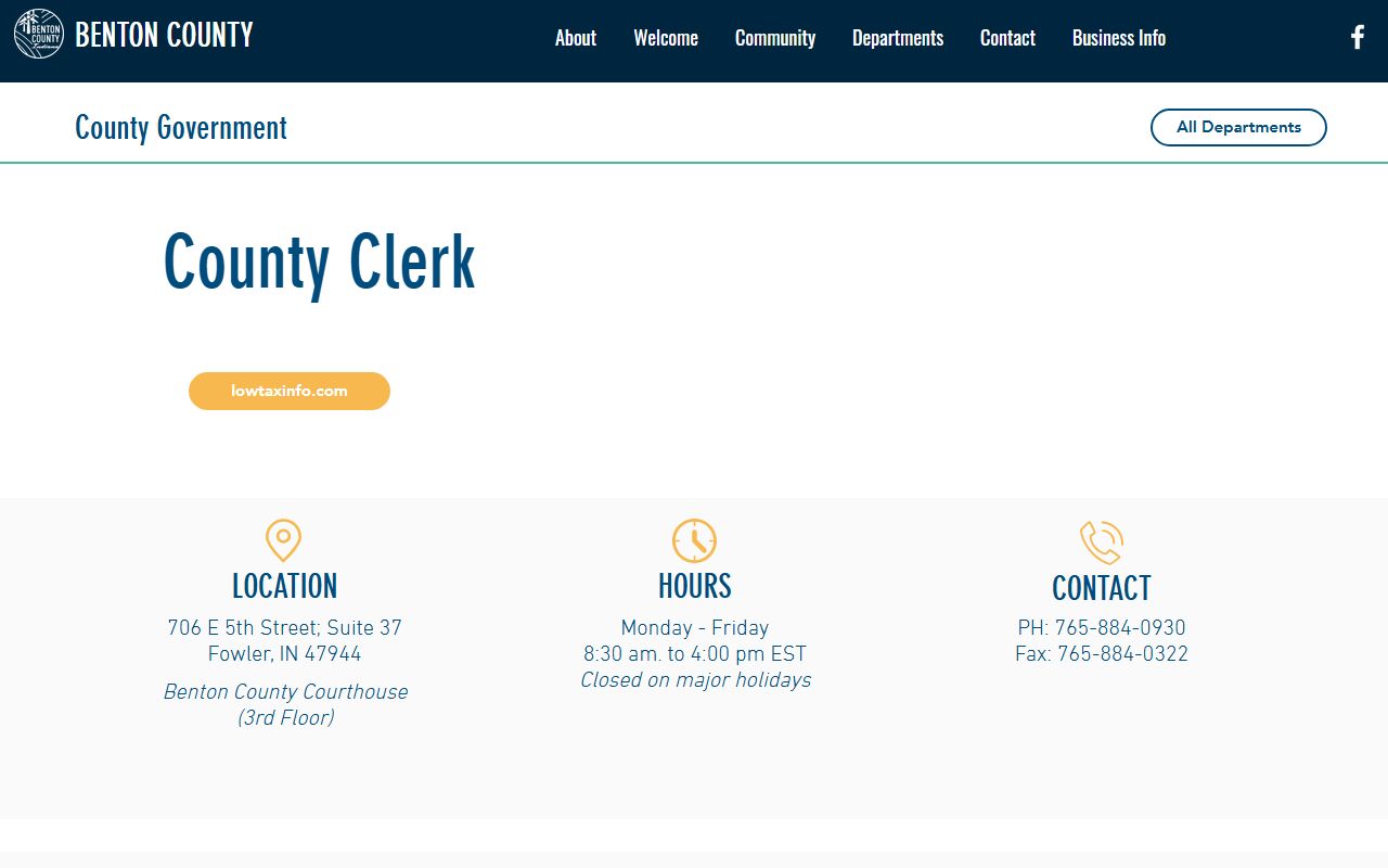 Benton County Court records County Clerk page