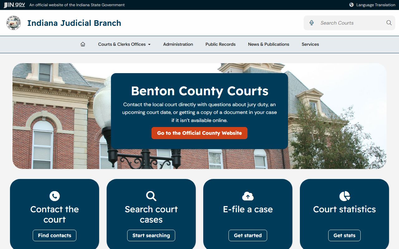 Benton County Court Indiana Judicial Branch page