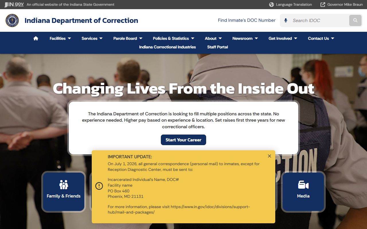 Benton County inmate records Indiana Department of Correction fallback search